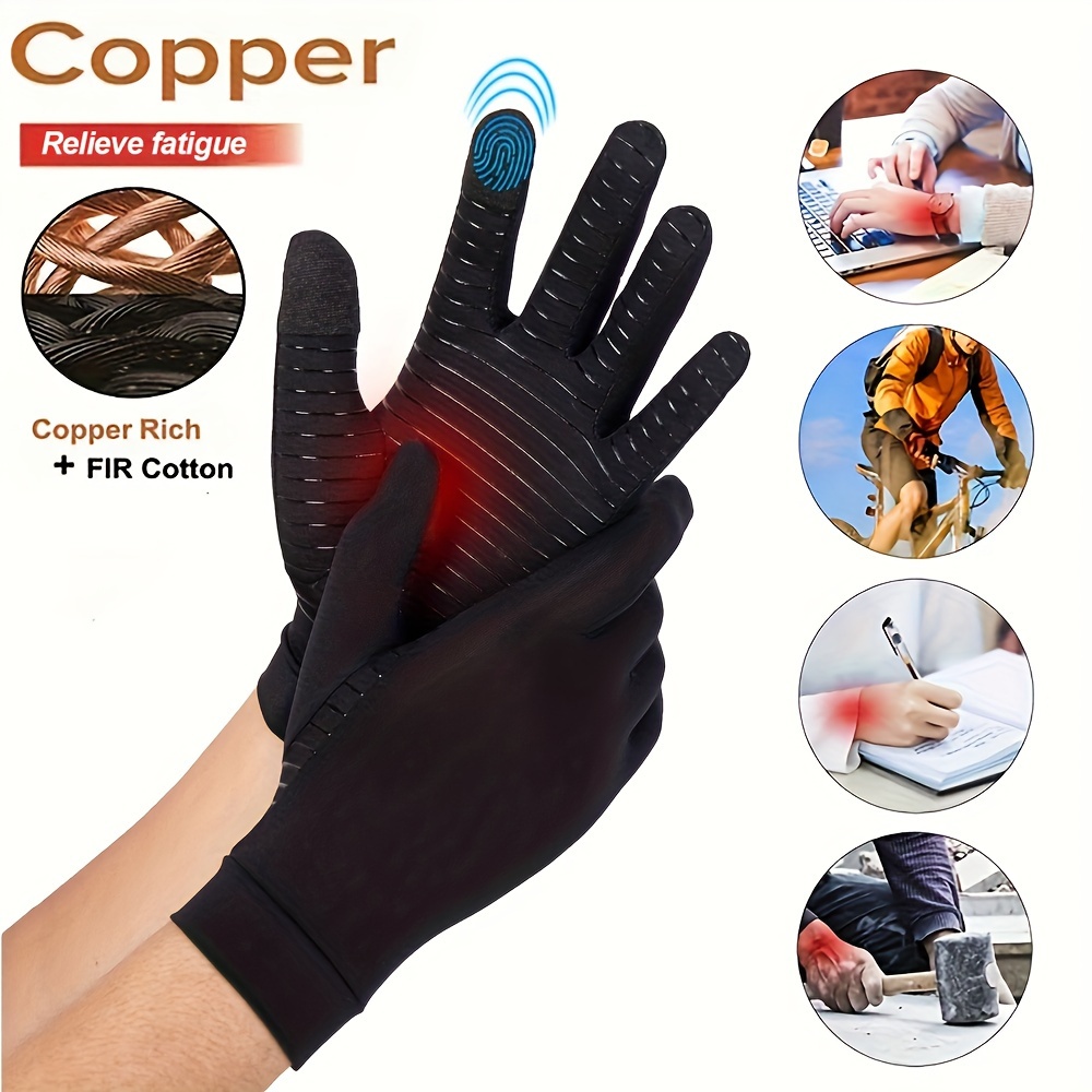 AIGIA 1Pair Copper Arthritis Gloves,Compression Gloves for Women Men Joint Pain Hand Brace Support
